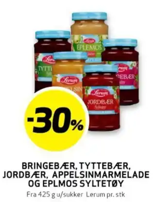 Bunnpris BRINGEBÆR, TYTTEBÆR, JORDBÆR, APPELSINMARMELADE OG EPLMOS SYLTETØY tilbud