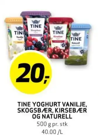 Bunnpris TINE YOGHURT VANILJE, SKOGSBÆR, KIRSEBÆR OG NATURELL tilbud