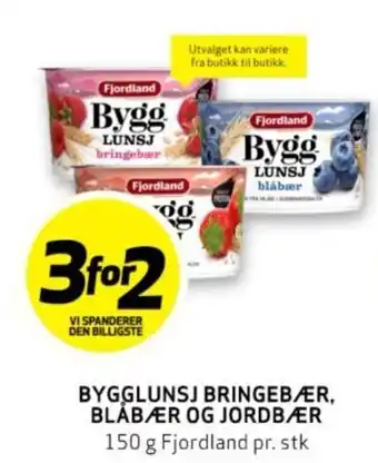 Bunnpris BYGGLUNSJ BRINGEBÆR, BLÅBÆR OG JORDBÆR tilbud