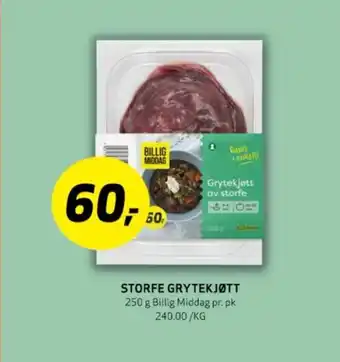 Bunnpris STORFE GRYTEKJØTT tilbud