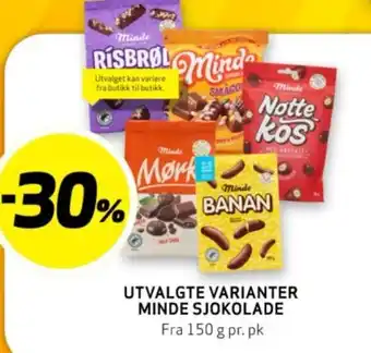 Bunnpris UTVALGTE VARIANTER MINDE SJOKOLADE tilbud