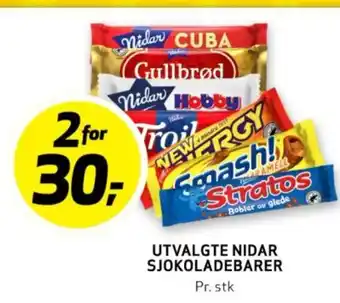 Bunnpris UTVALGTE NIDAR SJOKOLADEBARER tilbud