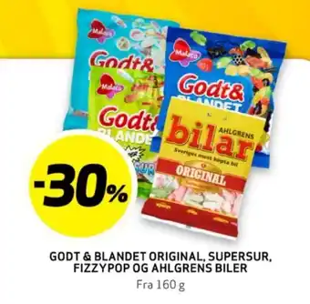Bunnpris GODT & BLANDET ORIGINAL, SUPERSUR, FIZZYPOP OG AHLGRENS BILER tilbud