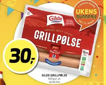 Bunnpris Gilde grillpølser tilbud