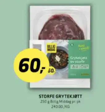 Bunnpris Billig middag storfekjøtt tilbud