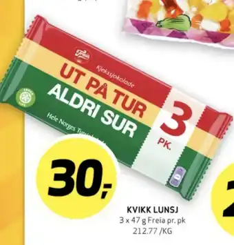 Bunnpris Kvikk lunsj sjokoladebar tilbud