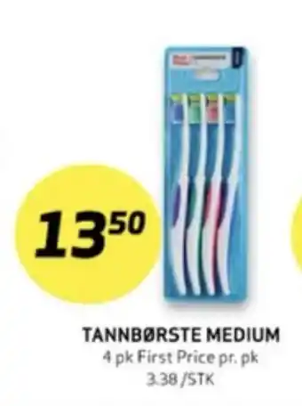 Bunnpris First price tannbørste tilbud