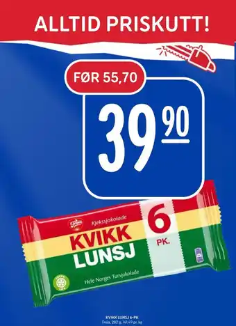 Rema 1000 Kvikk lunsj sjokoladebar tilbud