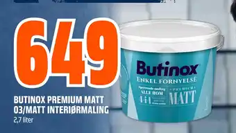 Obs Bygg BUTINOX PREMIUM MATT 03/MATT INTERIØRMALING tilbud