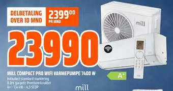 Obs Bygg MILL COMPACT PRO WIFI VARMEPUMPE 7400 W tilbud