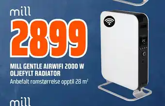 Obs Bygg MILL GENTLE AIRWIFI 2000 W OLJEFYLT RADIATOR tilbud