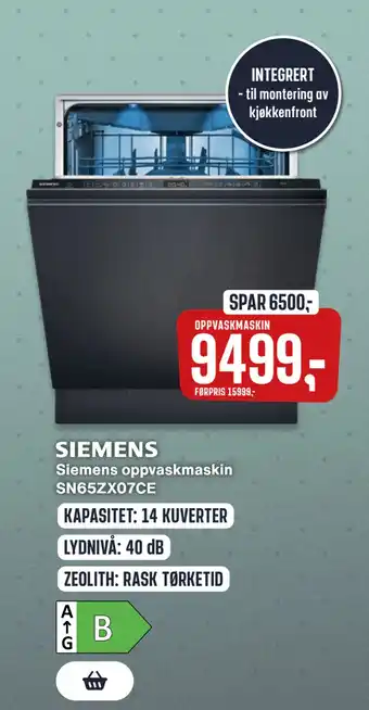 Skousen Siemens oppvaskmaskin SN65ZX07CE tilbud