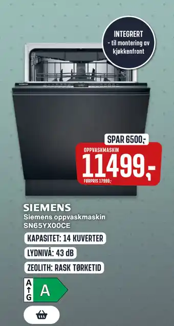 Skousen Siemens oppvaskmaskin SN65YX00CE tilbud