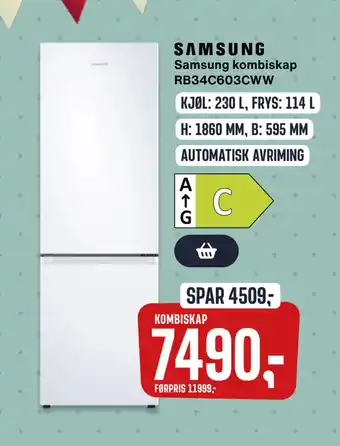 Skousen Samsung kombiskap RB34C603CWW tilbud