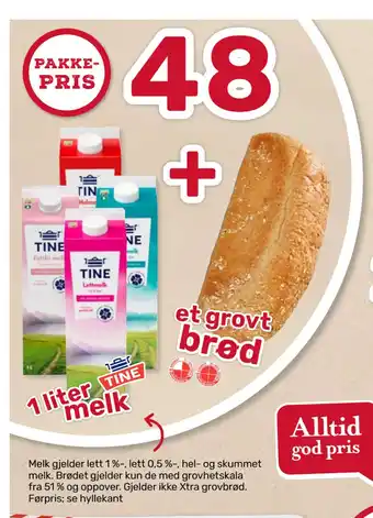 Matkroken 1 liter melk + et grovt brød tilbud