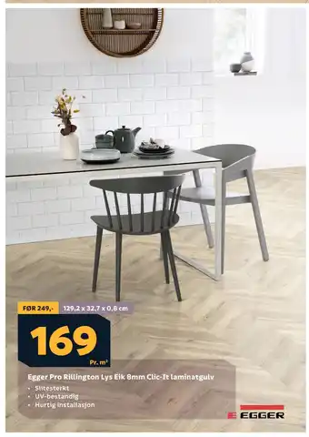 Megaflis Egger Pro Rillington Lys Eik 8mm Clic-It laminatgulv tilbud