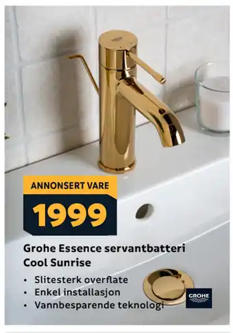 Megaflis Grohe Essence servantbatteri Cool Sunrise tilbud