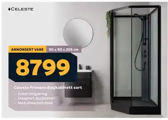 Megaflis Celeste Primero dusjkabinett sort tilbud