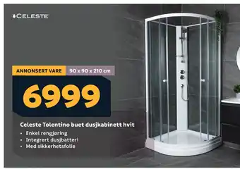 Megaflis Celeste Tolentino buet dusjkabinett hvit tilbud