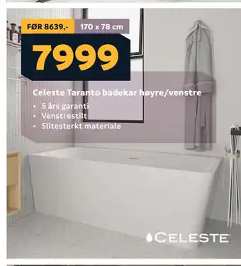 Megaflis Celeste Taranto badekar høyre/venstre tilbud