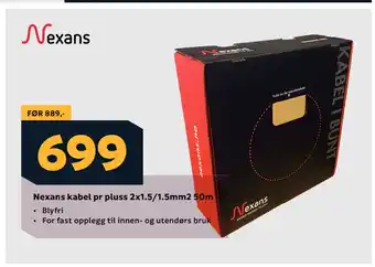 Megaflis Nexans kabel pr pluss 2x1.5/1.5mm2 50m tilbud