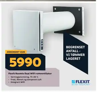 Megaflis Flexit Roomie Dual WiFi romventilator tilbud