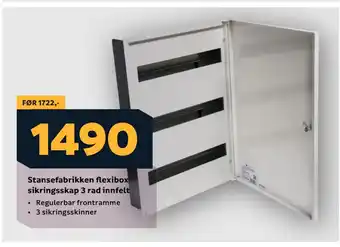 Megaflis Stansefabrikken flexibox sikringsskap 3 rad innfelt tilbud