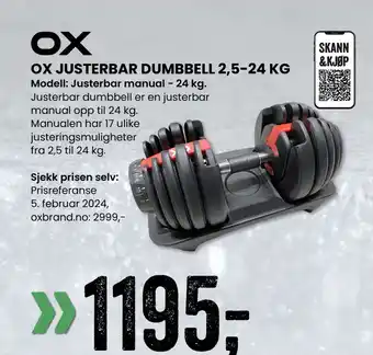 Sport Outlet OX JUSTERBAR DUMBBELL 2,5-24 KG tilbud