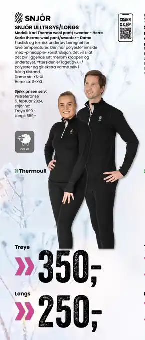 Sport Outlet SNJÓR ULLTRØYE/LONGS tilbud
