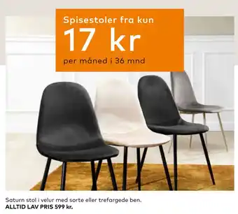 Skeidar Saturn stol i velur med sorte eller trefargede ben tilbud