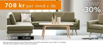 Skeidar Villa hjørnesofa i tekstil Synne 12 137 Moss Green tilbud