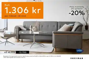 Skeidar Stressless Flora hjørnesofa med tre i tekstil Lotus mole tilbud