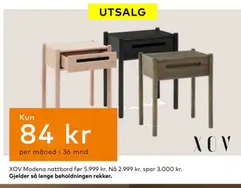 Skeidar XOV Modena nattbord tilbud