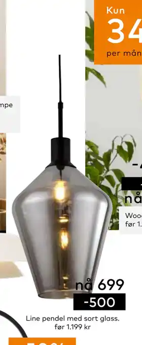 Skeidar Line pendel med sort glass tilbud