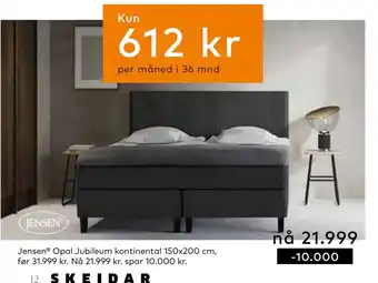 Skeidar Jensen Opal Jubileum kontinental 150x200 cm tilbud