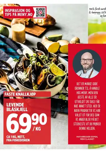 Meny LEVENDE BLÅSKJELL tilbud