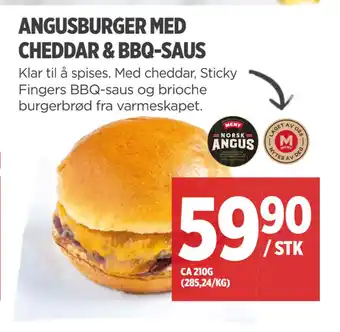 Meny ANGUSBURGER MED CHEDDAR & BBQ-SAUS tilbud