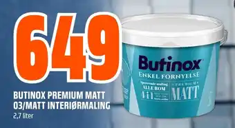 Coop Obs BUTINOX PREMIUM MATT 03/MATT INTERIØRMALING tilbud