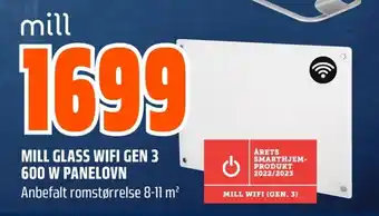 Coop Obs MILL GLASS WIFI GEN 3 600 W PANELOVN tilbud