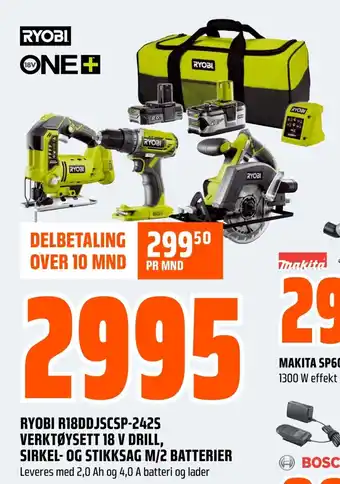 Coop Obs RYOBI R18DDJSCSP-242S VERKTØYSETT 18 V DRILL tilbud