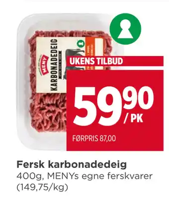Meny Fersk karbonadedeig tilbud
