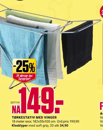 Europris TØRKESTATIV MED VINGER tilbud