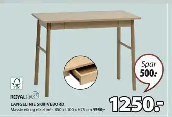 JYSK LANGELINIE SKRIVEBORD tilbud