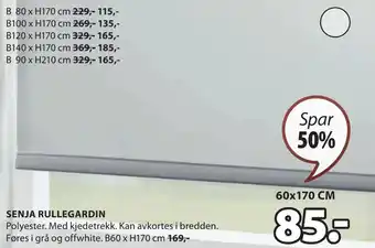 JYSK SENJA RULLEGARDIN tilbud