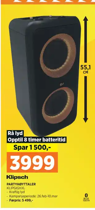 POWER PARTYHØYTTALER tilbud