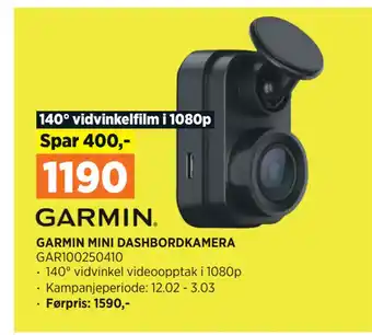 POWER GARMIN MINI DASHBORDKAMERA tilbud