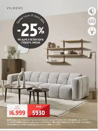 Bohus ALPS 3 seter sofa tilbud