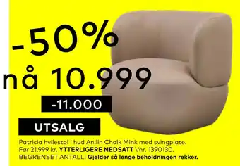 Skeidar Patricia hvilestol tilbud