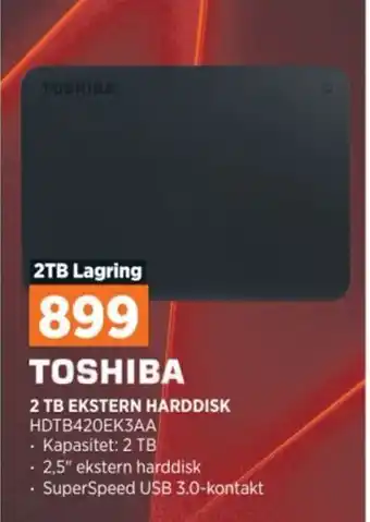 POWER TOSHIBA 2 TB EKSTERN HARDDISK tilbud