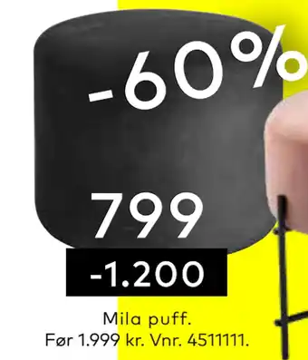 Skeidar Mila puff tilbud